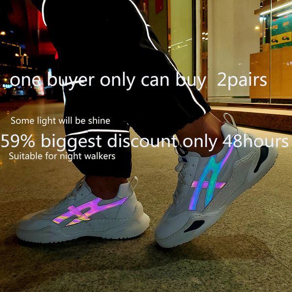 

breathable shiny men shoes lace-up sneakers men casual shoes genuine leather tenis running shoes pu trainers night walker c1103, Black;white
