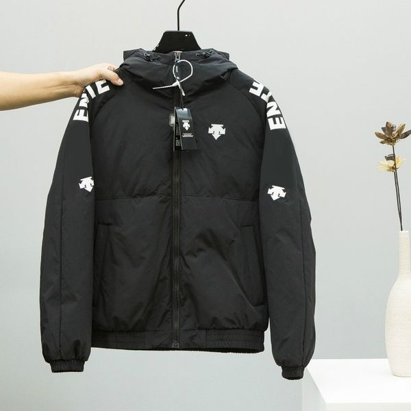 

womens/mens down coat trendy letters on sleeves thick jackets winter new hooded parkas with arrow pattern 2 colors for unisex, Black