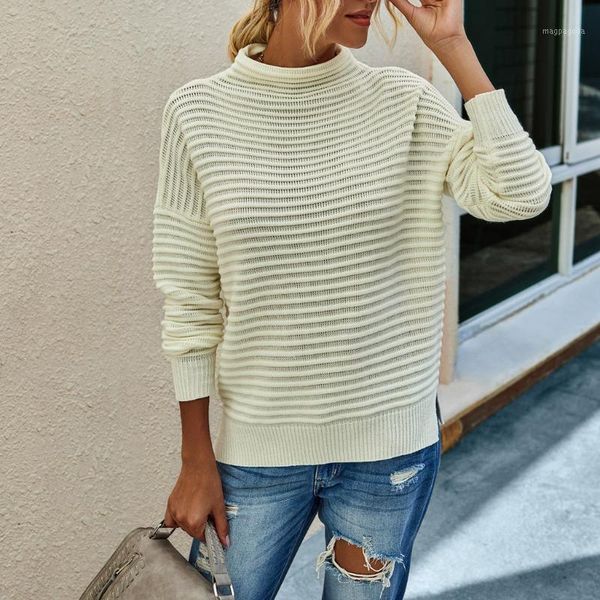 

women fashion solid color high collar long sleeves socket sweater autumn and winter ladies blouses shirts women's clothing1, White