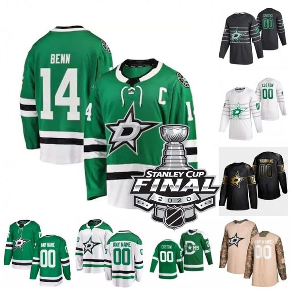 

custom 2020 dallas stars stanley cup final tyler seguin jamie benn joe pavelski ben bishop alexander radulov hockey jersey stitched, Black;red