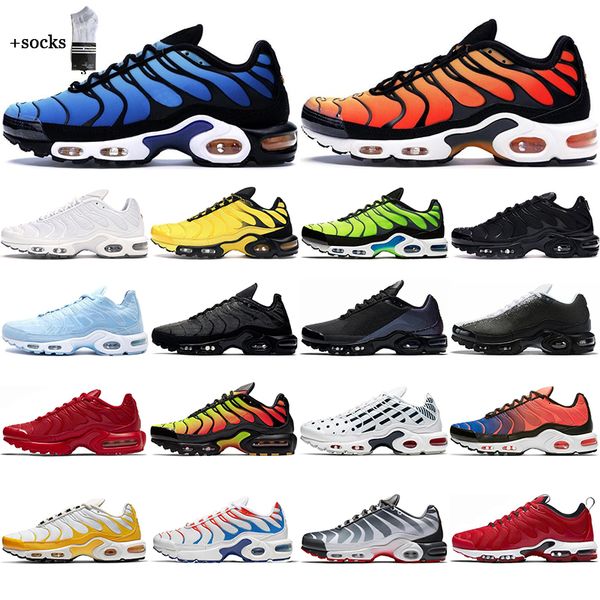 

2021 tn plus se running shoes triple black white shark hyper blue spray paint scream green mens trainer runner sports sneakers 40-45, White;red