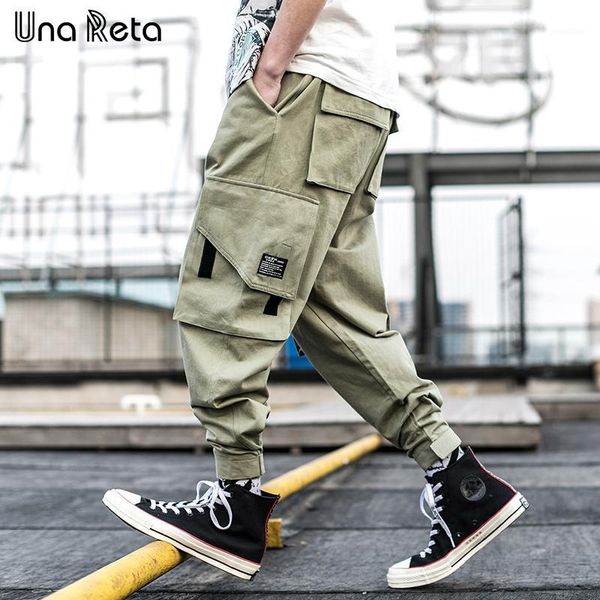 

una reta hip hop man pants new arrivals fashion streetwear joggers trousers casual side large pocket pants mens sweatpants1, Black