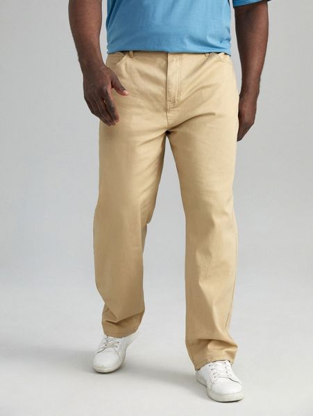 

extended sizes men solid straight leg jeans 85tf#, Blue