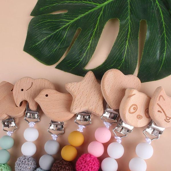 

elephant silicone beech leaf panda 1pcs beads teething strap wooden holder bottle star pacifiers chew bbyrzl homebag