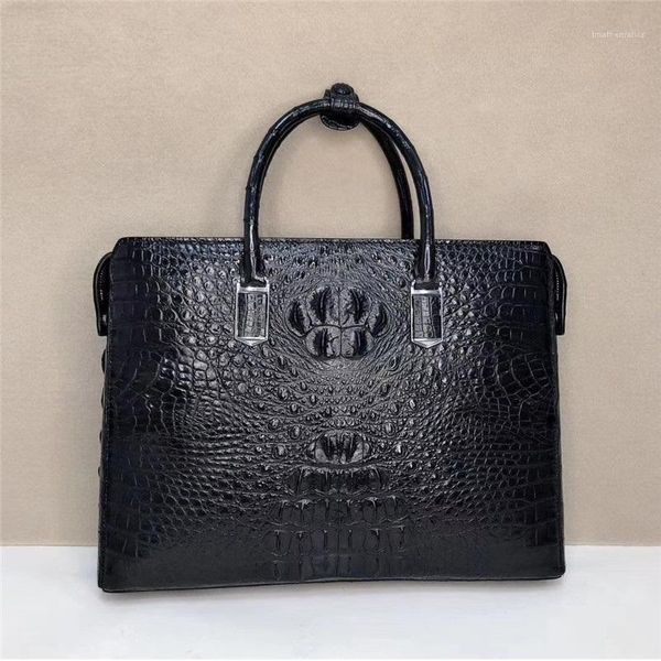 

business style authentic exotic true alligator skin men's briefcase genuine crocodile leather male large working laphandbag1