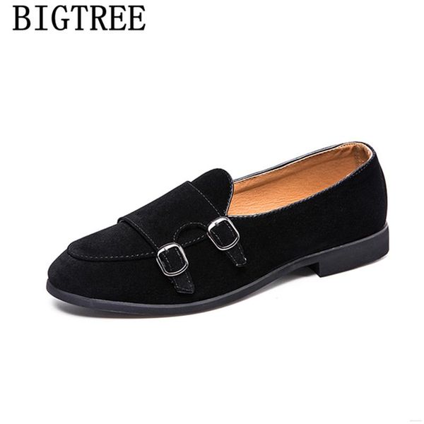 

double monk strap shoes for men formal slip dress fashion loafers mens dress shoes brown italian men luxury zapatos, Black
