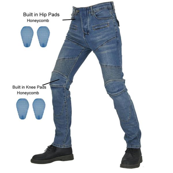 

2021 new motorcycle riding jeans with 4 x ce armor honeycomb knee hip protective pads motocross racing pants cycling denim trousers 6bp1