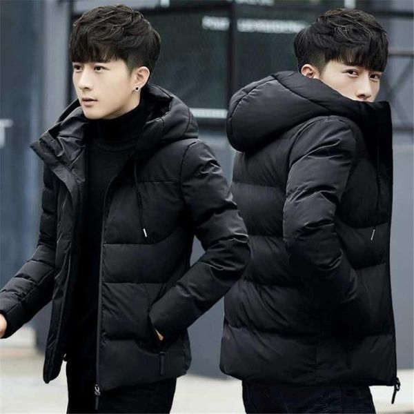 

4xl men winter casual new hooded thick padded jacket zipper slim men and women coats parka outwear warm male, Black