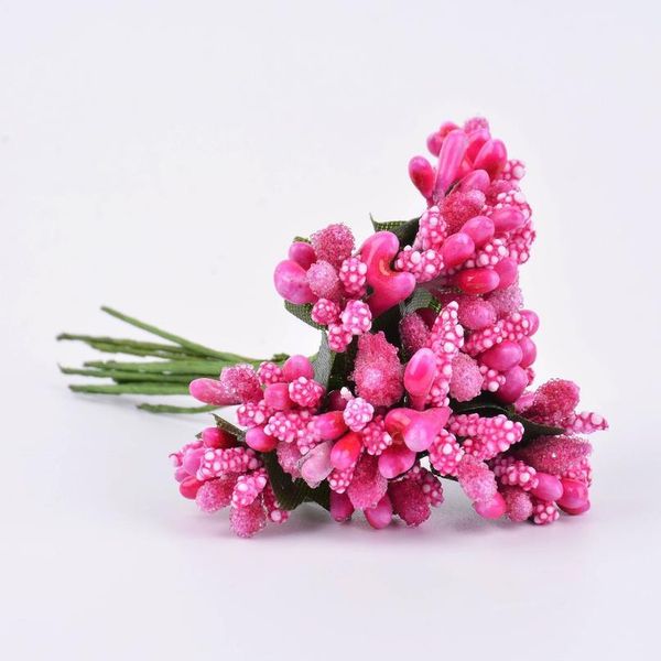 

12pcs/lot handcraft artificial flowers stamen sugar wedding party home decoration diy wreath gift box scrapbooking fake bbywes