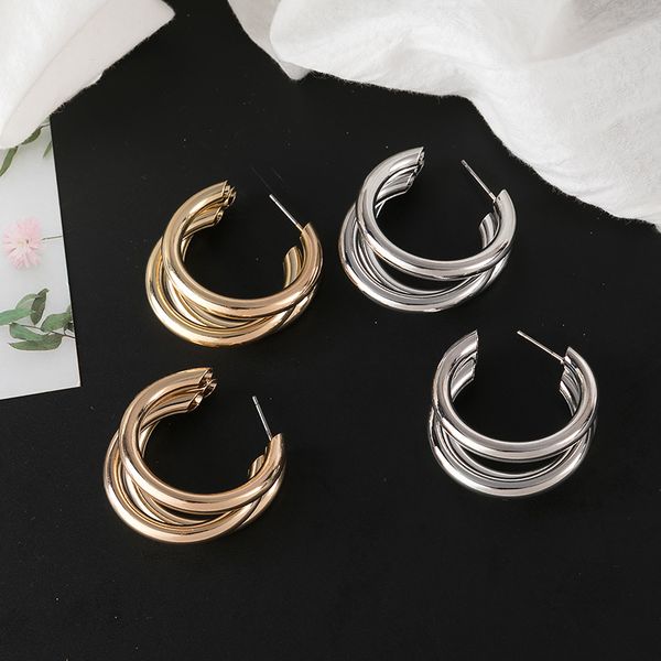 

hoop earrings gold/silver women simple circle earrings jewelry party gift fashion accessories, Golden;silver
