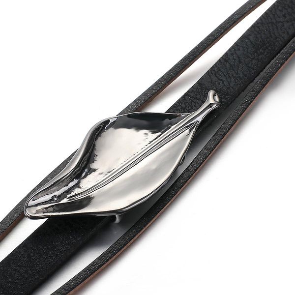 

flashbuy мода лист черная кожа brangles для женщин 2020 charm магнитные wrap браслет подарка ювелирных изделий sqcmxe bdefashion, Golden;silver