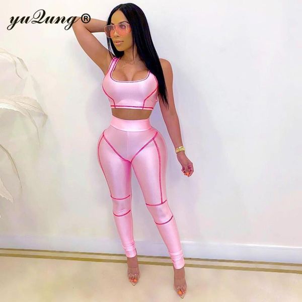 

yuqung women set two pieces sets tracksuits sleeveless crop t-shirt & leggings pants suit fitness outfits matching sets1, White