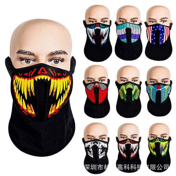 

special price cold light mask voice controlled luminous locomotive bicycle outdoor riding protective gear, Black