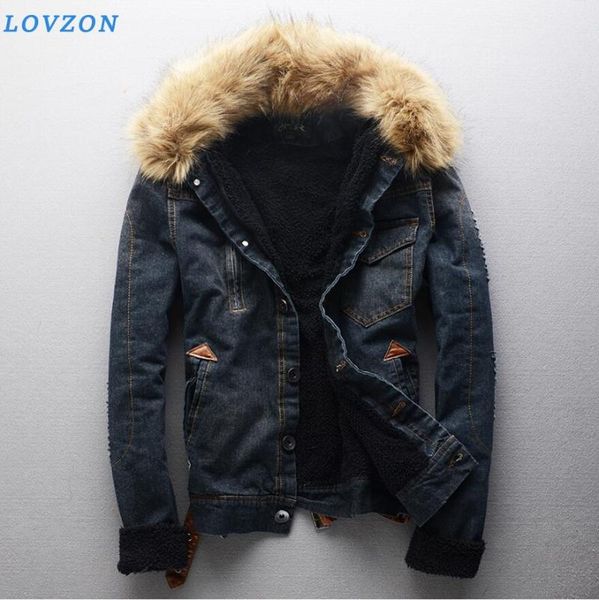 

lovzon men thicker warm denim coats men casual jean jackets winter warm denim jackets jean coats new fashion, Black;brown