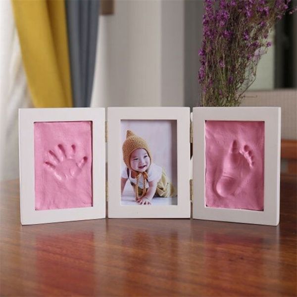 

cute baby p frame 3d diy handprint imprint air drying soft clay footprint kids casting hand inkpad fingerprint lj201215