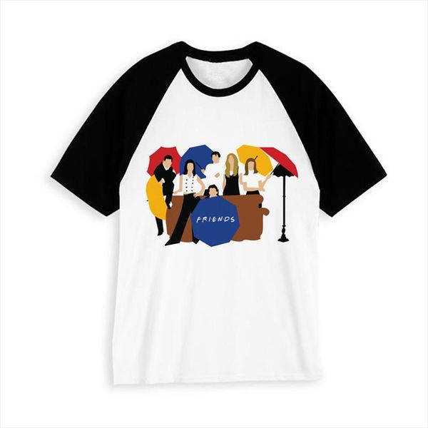 

друзья tv show t shirt men женщин punk harajuku tshirt мужчина женщина лета графический hipster топы tee punk повседневная печать тенниску, White
