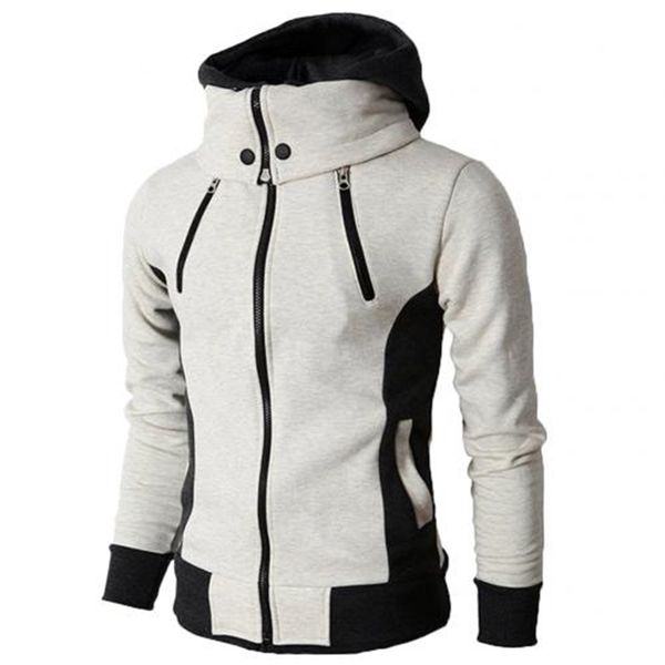 

2021 new men jackets autumn winter casual fleece coats jacket scarf collar fashion hooded male outwear slim fit hoody 6fdb, Black