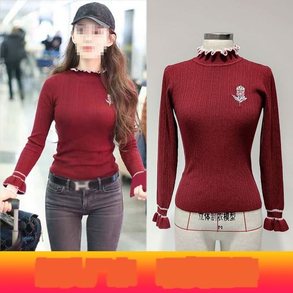 

такой же тип джина алисы т-т-рубашка shirtt-рубашка типа т-shirtwith chaomu уха и расширяющийся sleevesslim и эластичный свитер plsji, White;black