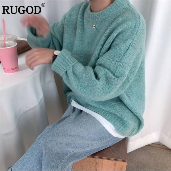 

rugod new oversized women sweater o-neck solid casual women pullovers knitted warm winter clothes pull femme hiver1, White;black
