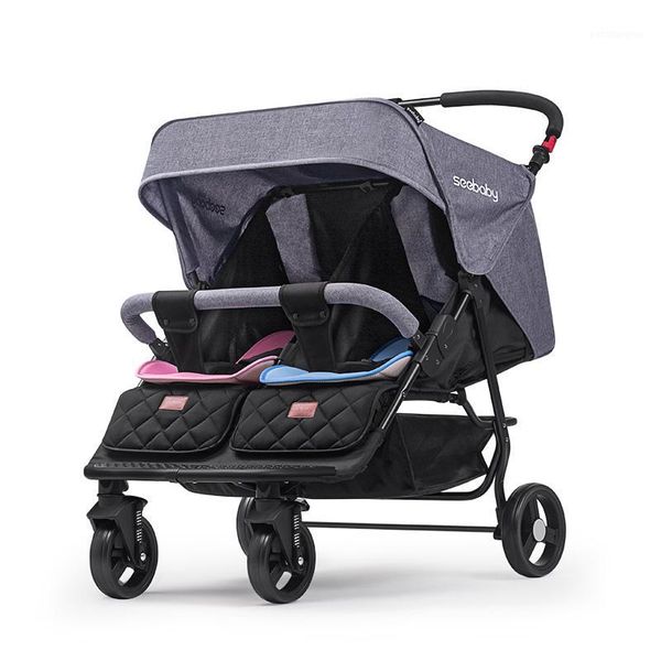 

strollers# fold twins stroller can sit and lie pram four wheels chock absorption baby carriage portable cart1