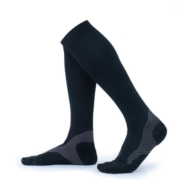 

sports socks men compression cycling marathon running 15-25 mmhg knee high stockings for travel athletic1, Black