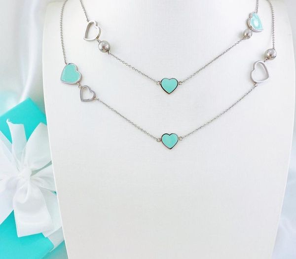 

necklace women blue heart stainless steel fashion steel color chain necklace cute pendants jewelry on the choker gifts11, Silver
