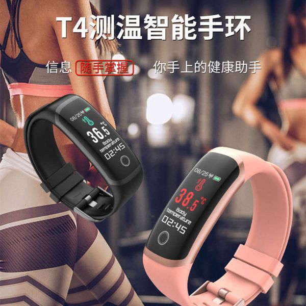 

t4 real time temperature measurement smart bracelet bluetooth heart rate blood prsure 30m waterproof new productbgt