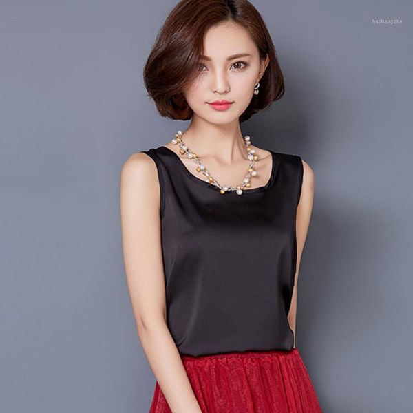 

women blouses casual silk blouse summer loose basic satin shirt work wear blusas feminina shirts ladies office 1, White