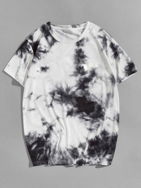 

men tie dye round neck tee 55lz#, White;black