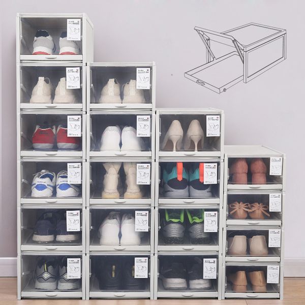 

baffect 2/3 pack shoe boxes shoe rack plastic stackable shoebox shoe organizer for high heels sneakers shoes storage drawers 201030