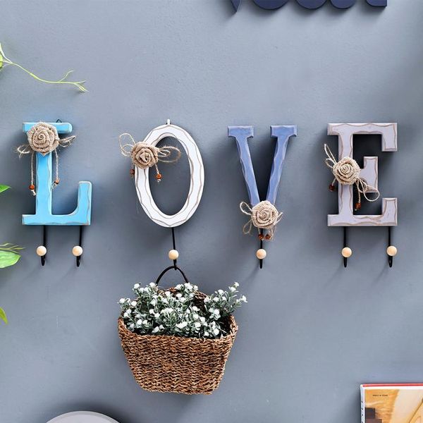 

hooks & rails decoration hook wooden iron wall hanger creative key coat hat door hanging shelf holder home decorations