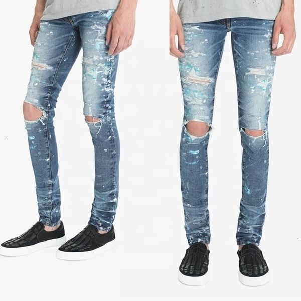 

oem branded private label patches damaged jeans pant for men