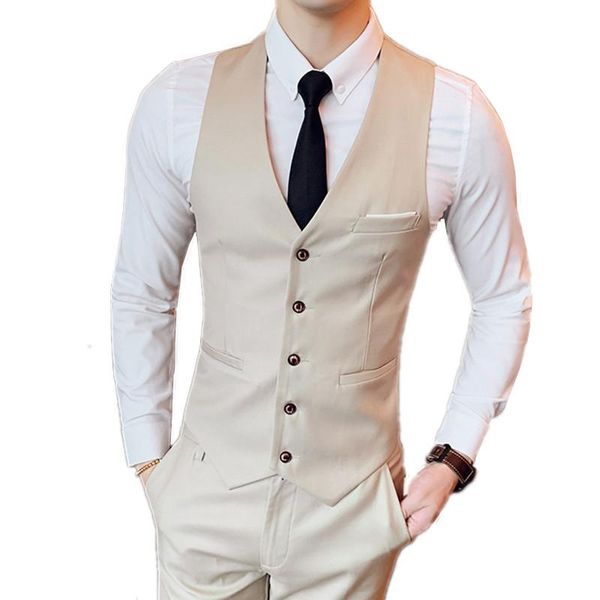 

suit vest groomsman slim v-neck sleeveless single breasted boutique groom dress banquet high end waistcoat male plus size s-6xl, Black;white