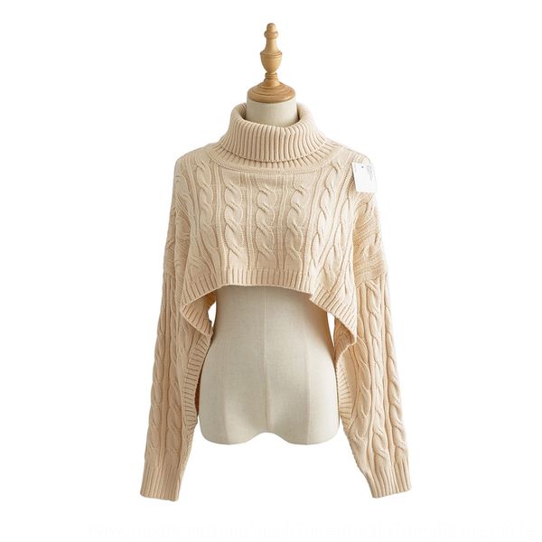 

high collar sweater women's korean pullover loose cape pullover knitwear autumn and winter new women's short twist knitwear 3vkze, White;black