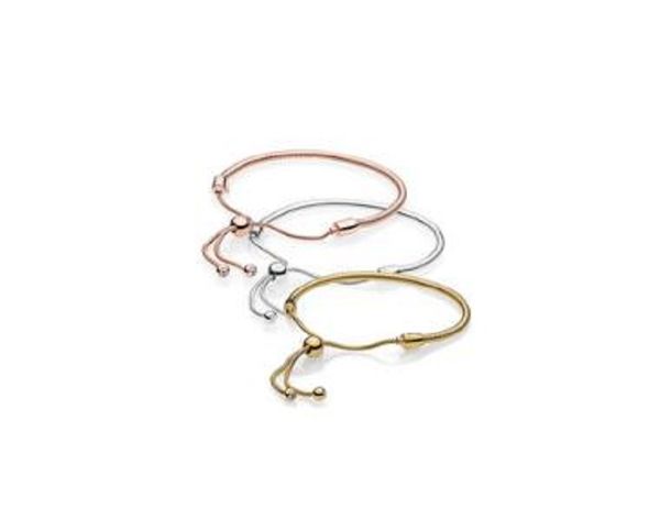 

new 100% 925 sterling silver bracelet 2018 new rose gold 18 golden glitter instant slide shine moments sliding bracelet, Black