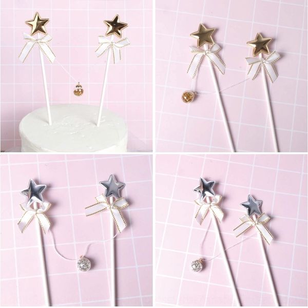 

tfkh7 silver decoration gold baking star card bottle pendant baked cake cake ins glass pendant plug-in ing zzfjr