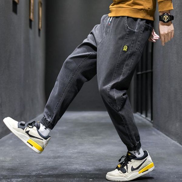 

harlan jeans men's autumn thin loose-fitting leggings denim leggings port wind men's pants., Blue