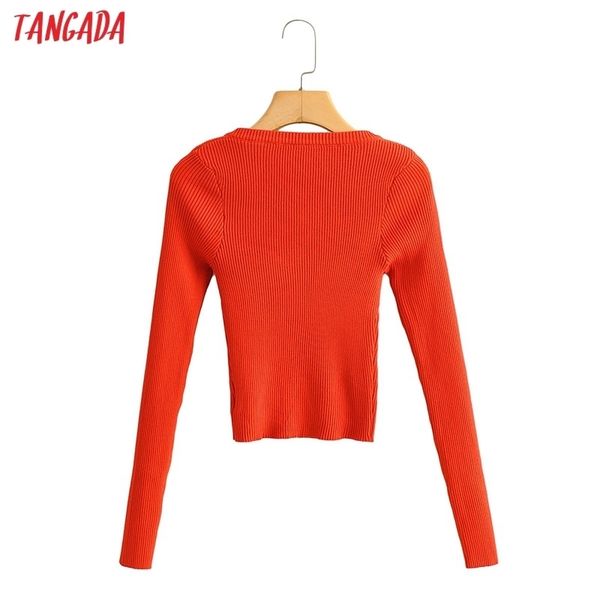 

tangada women fashion elegant square collar knitted sweater jumper slim pullovers chic ai55 201204, White;black