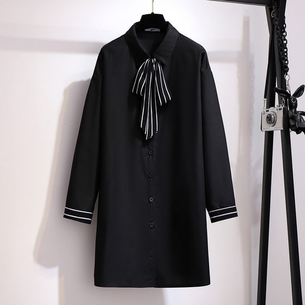 

2021 new size big women's clothes spring and autumn fat mm fashion chiffon shirt dress simple temperament uqsb, Black;gray