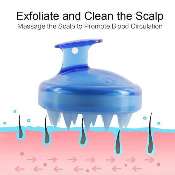 

4 colors handheld silicone scalp shampoo massage brush washing shower hair comb mini head meridian massage comb bath brush bbyhiv, Silver