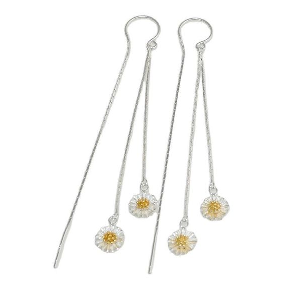 

designer earrings fashion stud tassel long chrysanthemum suitable for social gathering party charm ear jewelry 925 silver ohrringe wedding