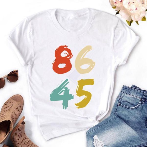 

hip hop women t shirt summer casual short sleeve o-neck t-shirt female white number print tee shirt1
