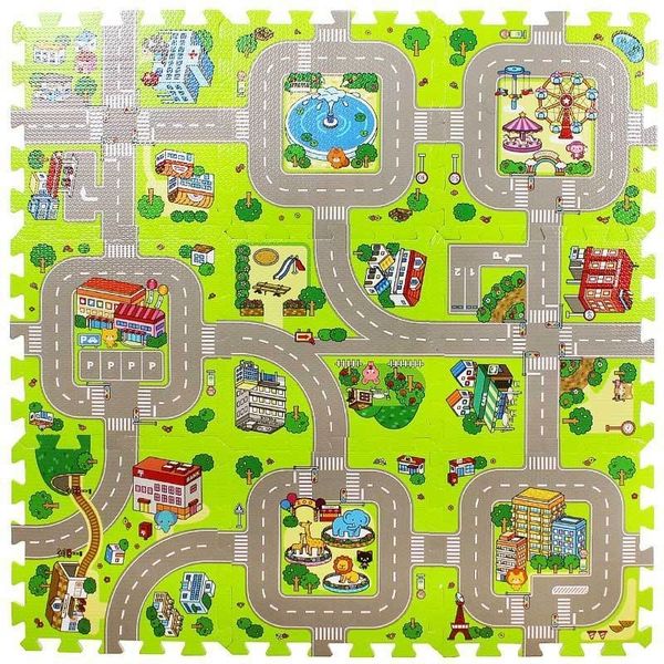 

city road traffic baby eva foam carpet puzzle crawling rugs car track playmat toddler racing games play mat toys for children lj200818