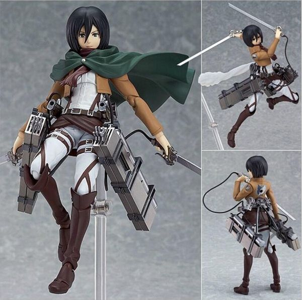 

attacking giant figure 203 mikasa ackerman figma anime figures model toys collectible doll gift no box new