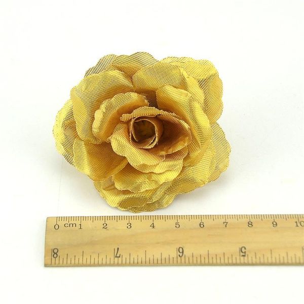 

30pcs artificial gold silver rose silk flower head for wedding home party decoration diy garland gift craft large flower bbywet