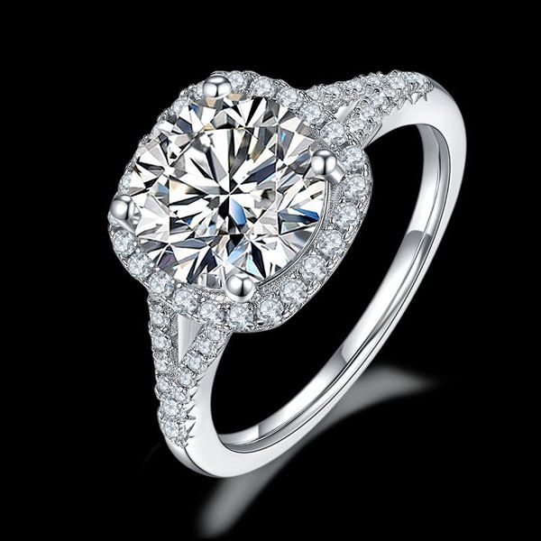 

boeycjr 925 silver 1.5ct / 2ct / 3ct d цвет муассанит бриллиантовое кольцо vvs обручальное свадьба с национальным сертификатом для женщин, Golden;silver