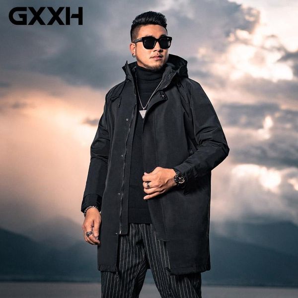 

gxxh long trench coat men brand clothing big and tall mens jackets coats oversize xxl-7xl overcoat windbreaker male black gray, Tan;black