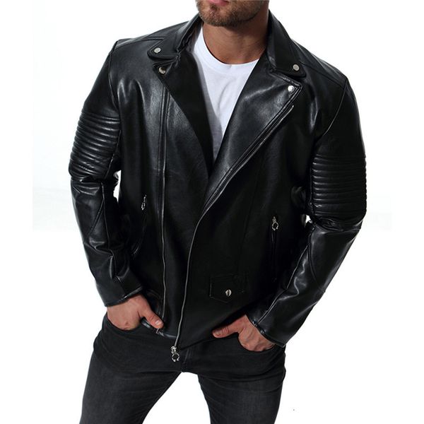 

moruancle men leather motorcycle jackets and coats windproof pu biker jacket outerwear for male trucker clothing plus size m-5xl, Black;brown