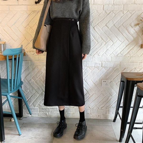 

skirt women long 2019 black winter autumn korean version loose high waist vintage a line fashion femme elegant streetwear womens