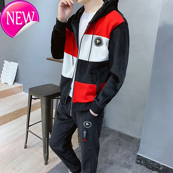 

of a set musk jaki sweatshirt, a pair of two-piece pants, street clothes, men's suite, coat + pants 1004, Gray